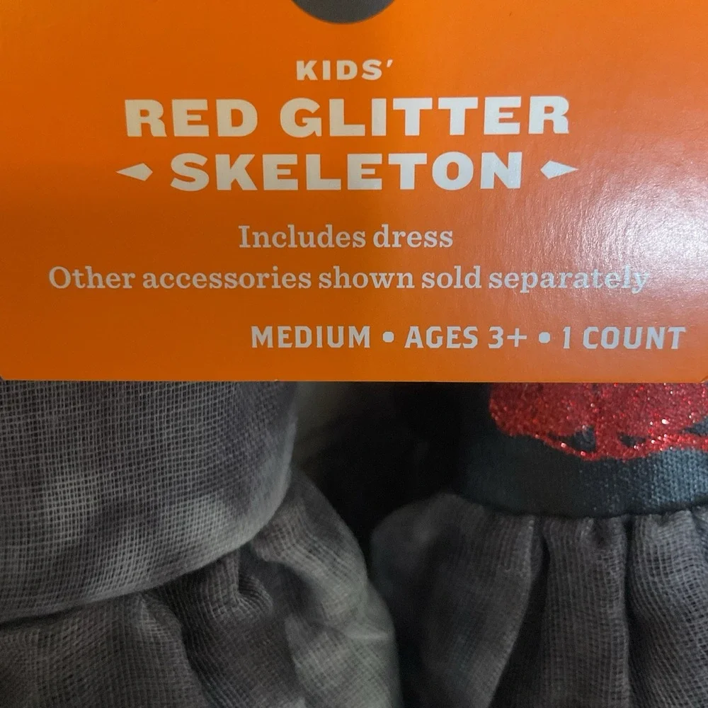 Girls Hyde & Eek‎ Red Glitter SKELETON Dress Halloween Costume Size Small 6-7